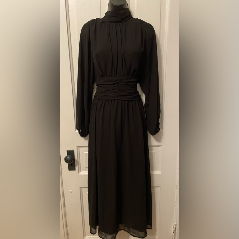 224- NWT Gorgeous Black, High Neck Maxi Dress - Picture 1 of 16